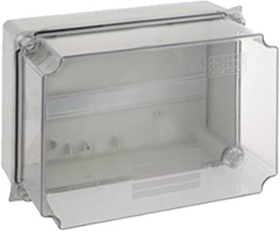 Boîte de distribution étanche IP65 / IK08 avec rail DIN - 220 x 170 x 140 mm | Couvercle transparent