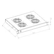 Ventilateur sans thermostat 19" - 1U - 4 ventilateurs - Profondeur 350 mm | Noir