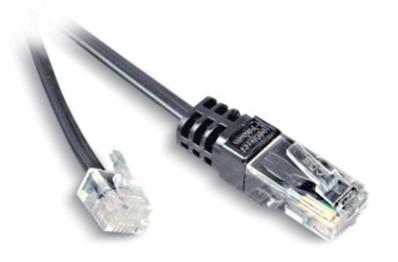 Cordon téléphonique RJ45/RJ11 cable méplat 4 cds noir - 10m