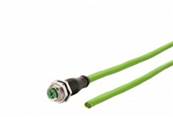 Cordon m12 8 pôles cat 6a m12 f passe cloison / droit 1m