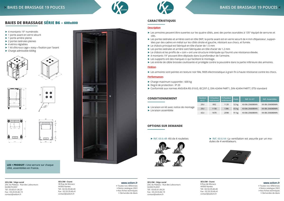 ARMOIRE INFORMATIQUE 19'' 42u 600X800