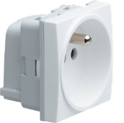 Prise secteur 2p+t - 230v 16a - auto - blanc - simple