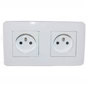 Prise double 2p+t 16a 250v blanc