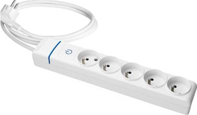 Bloc multiprises 5 prises 2p+t avec inter-cordon 1.5m