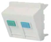 Plastron RJ45 2 ports 45x45 incliné | Accroche Keystone