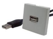 Plastron usb a f / a m avec cordon 0.2m