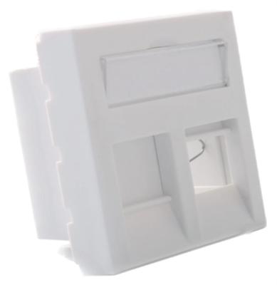 Plastron RJ45 2 ports 45x45 droit | Accroche Keystone