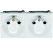 Prise secteur 2p+t - 230v 16a - auto - blanc - double