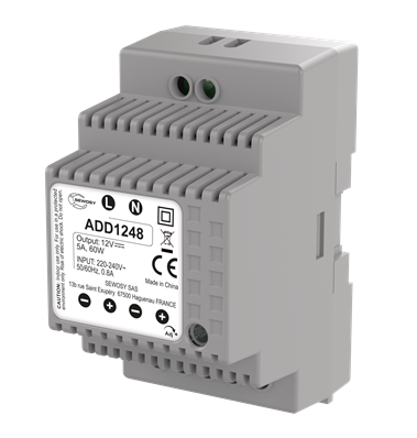 Alimentation sur rail DIN 230V AC / 12V DC / 60W - 5A | 3 modules