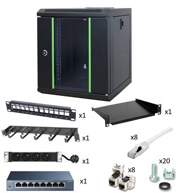 Kit coffret 10" - 6U + accessoires | Cat. 6a sftp