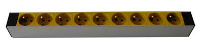 Bandeau secteur 8pc 2p+t 16a jaune avec voyant tension