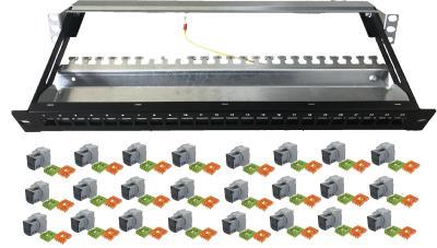 Panneau de brassage coulissant 19" 24 ports + 24 embases KX Système Cat. 6A