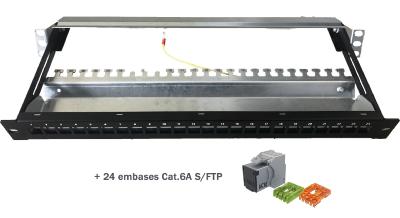 Panneau de brassage coulissant 19" 24 ports + 24 embases Cat. 6A | UNIKKERN