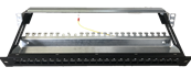 PANNEAU 19" 24PORTS RJ45-CAT6a 1U. 19 pouces. NOIR.COULISSANT