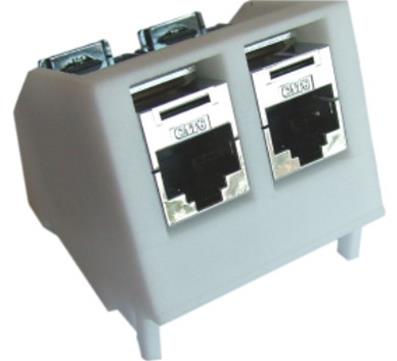 Module plastique 2 RJ45 fixation rail din - grade 2