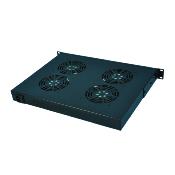 Ventilateur sans thermostat 19" - 1U - 4 ventilateurs - Profondeur 350 mm | Noir