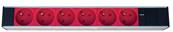 Bandeau secteur 6pc 2p+t 16a rouge avec voyant tension