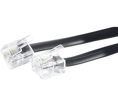 Cordon téléphonique RJ11/RJ11 cat 3 -5m noir