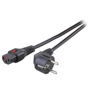 Cordon alim. pc 2p+t mâle / iec c13 noir verrouillable 2m