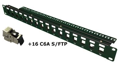 Panneau 16 ports cat6a sftp equipe de 16 c6a s/ftp 10gigas