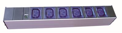 Bandeaux secteur 6 prises c13 avec voyant 6 bleu