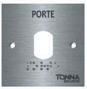 Faade inox "PORTE" -  25 mm - Compatible lecteur T25 - 80x80 mm