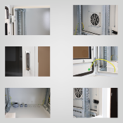 Coffret étanche 12U 600x600 mm IP55 19 pouces avec panneaux latéraux amovibles