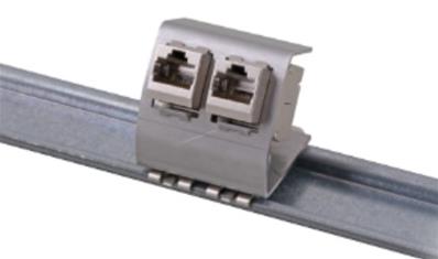 Support rail din pour 2 modules RJ45 keystone
