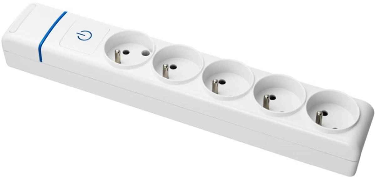 Perel Bloc multiprise avec interrupteur, 5 prises avec terre française (type  E), 2 ports USB, 1.5