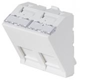 Plastron 45x45 2 prises inclinees. blanc brillant