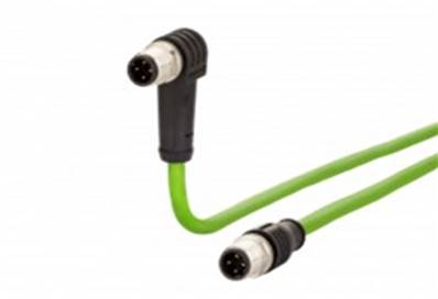 Cordon m12 4 pôles cat 5e m12 coudé/m12 droit - 2m