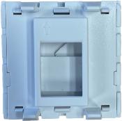 Plastron RJ45 1 port 45x45 droit | Accroche Keystone