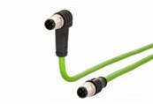 Cordon m12 4 pôles cat 5e m12 coudé/m12 droit - 2m