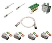 Kit com 3 cordons cat.6a + 4 embases RJ45 + bornier/terre + rep.tv + 1 cordon tv/RJ45