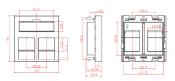 Plastron RJ45 2 ports 45x45 droit | Accroche Keystone