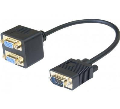 Adaptateur vga duplicateur passif 0.3m hd-15m / 2xhd-15f