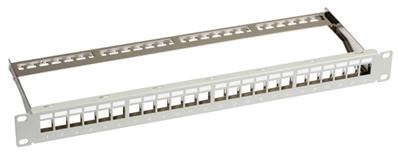 Panneau 19" 24 ports 1u nu accroche ''keystone'' - gris