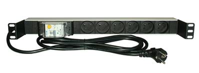Bandeau électrique 2p+t 1u 19" 6 pc parafoudre et voyant