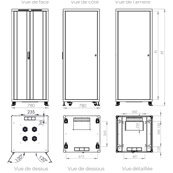 Baie de Brassage 32U 800x800 mm - Noire - Charge 600 kg | En kit