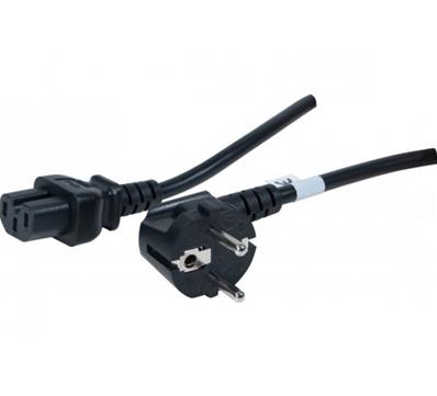Cordon secteur 1.8 m noir c15 / SChuko (2p+t fr) coudée