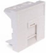 Plastron RJ45. 1 port. 45x45 droit. accroche keystone