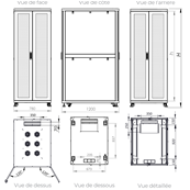 Baie Serveur 42U 800x1200 mm - Noire - Charge 600 kg | En kit