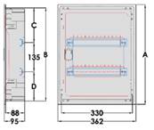 COFFRET ENCASTRÉ 3 RANGÉES 613 x 330 HORS CADRE - 42 modu