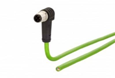 Cordon m12 4 pôles cat 5e m12 coudé/coupe nette 5m