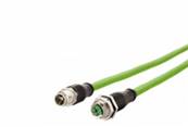 Cordon m12 8 pôles cat 6a m12 f passe cloison / male 5m