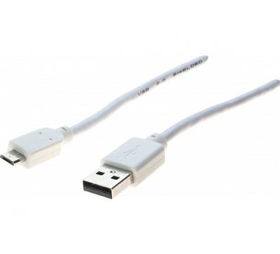 CORDON USB 2.0 A / MICRO B BLANC - 1,8 M