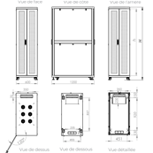 Baie Serveur 42U 600x1200 mm - Noire - Charge 600 kg | Montée