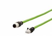 Cordon m12 4 pôles cat 5e mâle / RJ45 mâle - blindé 1m