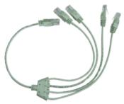 Cordon 1 paire "y" gris 0.40m 1 entree RJ11 / 4 sorties RJ45