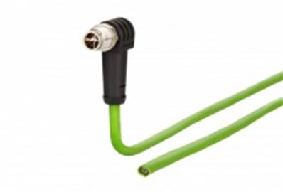Cordon m12 8 pôles cat 6a m12 mâle coudé/coupe nette 5m